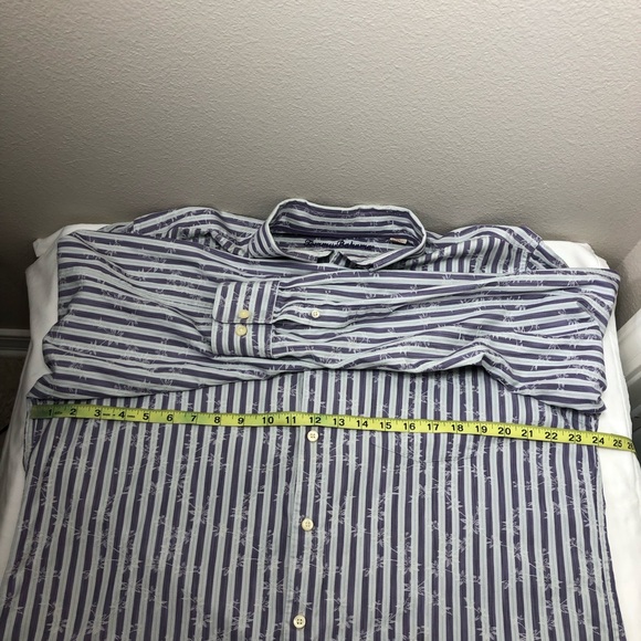 Tommy Bahama Cotton Silk Blend Purple White Palm Embroidered Button Up Shirt L - Picture 10 of 12